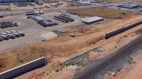 Still Aerial Drone Shot, CA High Speed Rail Track, Fresno Stock Footage 341252885