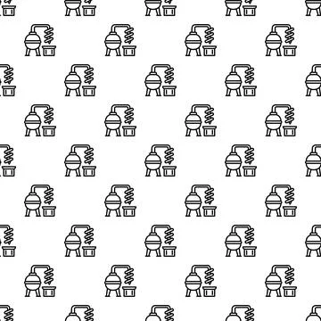 Still alembic distillation process continuous pattern background Stock Illustration