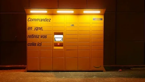 Still Amazon Locker the self-service parcel delivery service by Amazon.com Stock Footage 72718863
