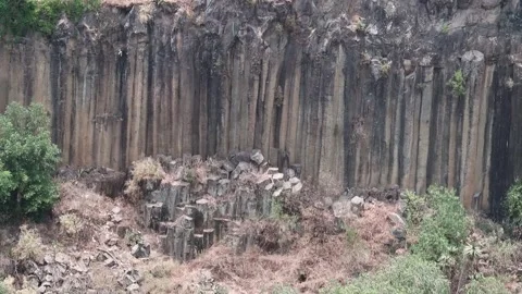 Still and open image of basaltic prisms in Hidalgo, Mexico Stock Footage 311589297