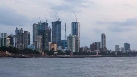 Still Day Timelapse of City Skyline during Sunset. Mumbai, Maharashtra, India. Stock Footage 187060196