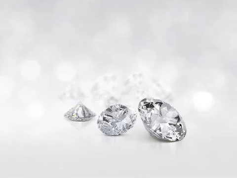 Still with expensive cut diamonds in front of a white background, reflectio.. Illustrazione stock