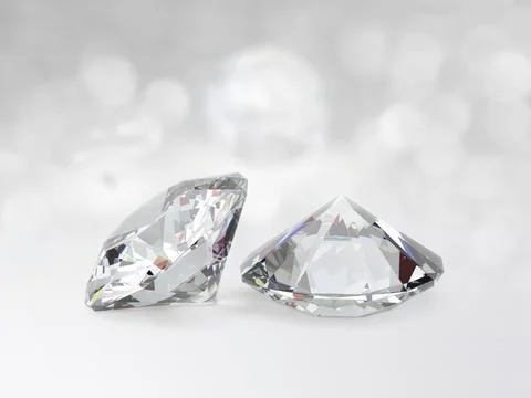 Still with expensive cut diamonds in front of a white background, reflectio.. Stock Photos