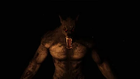 Still image of a Werewolf with vhs damage effect Stock Footage 158105430