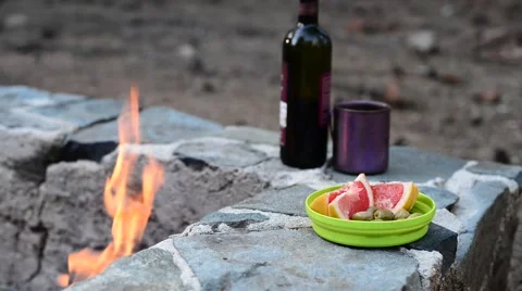 Still life on the background of the evening campfire 스톡 동영상 63095610
