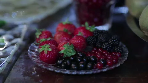 Still life of berries on the table Stock Footage 96929163