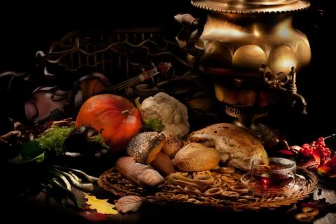 Still Life With Bread Stock Photos