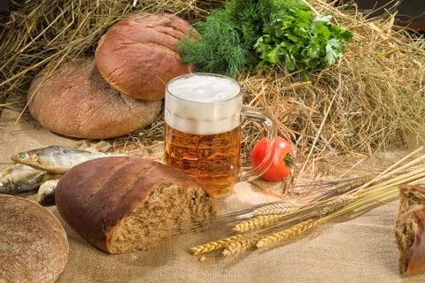 Still Life With Bread Stock Photos