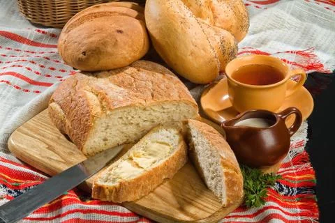 Still Life With Bread Stock Photos