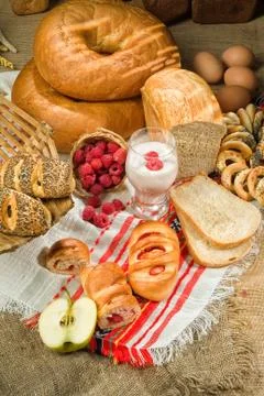 Still Life With Bread Stock Photos