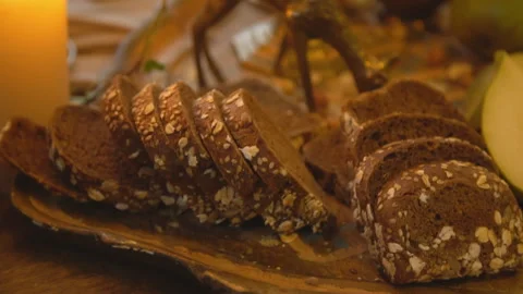 Still life with bread on the table Stock Footage 127032529