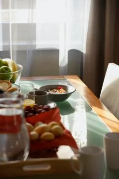 Still life of breakfast table Stock Photos