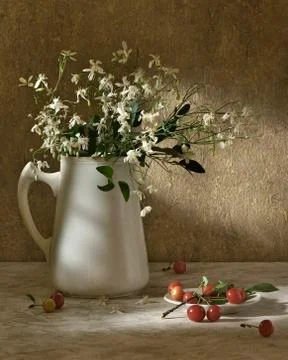 Still-life with a cherry Stock Photos