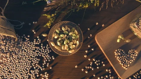 Still life with chickpeas on the table. Stockbeeldmateriaal 87101390