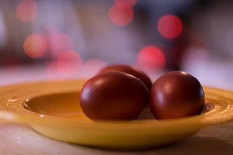 Still Life with Easter Eggs. Copy Space Stock Photos
