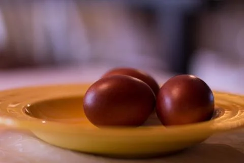 Still Life with Easter Eggs. Copy Space Stock Photos