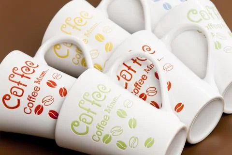 Still life of empty coffee cups Foto stock