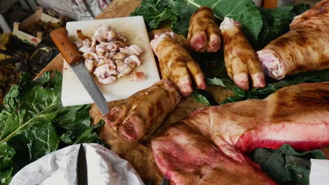 Still life of the exploded view of a pig Video stock 130807308