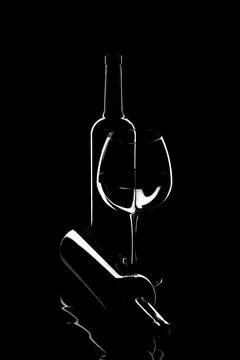 Still life with glass objects on a black background Stock Illustration