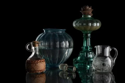 Still life of glass objects Stock Photos