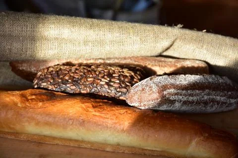 Still life of loaves of bread on the table Stock Photos