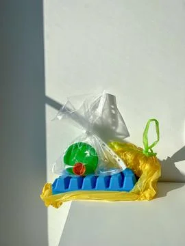 Still life made of different plastic objects Foto stock