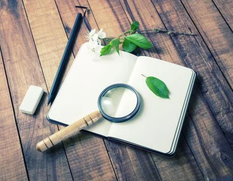 Still life with notebook Stock Photos