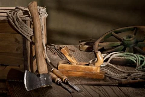 Still life with old tools Foto stock