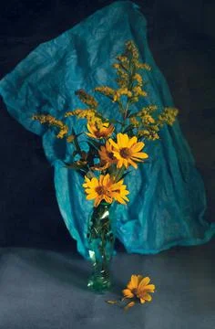 Still life from plastic packaging. Plastic bottle instead of a vase. Upcyclin Foto stock