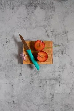 Still Life plums composition in a stone background Stock Photos