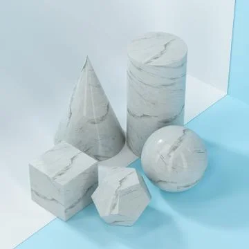 Still life presentation of geometric objects, 3d rendering. イラスト素材