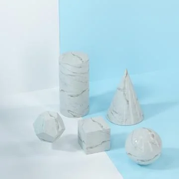 Still life presentation of geometric objects, 3d rendering. Stock Illustration