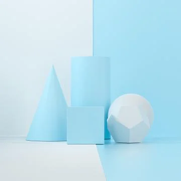 Still life presentation of geometric objects, 3d rendering. イラスト素材