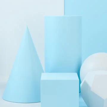 Still life presentation of geometric objects, 3d rendering. イラスト素材