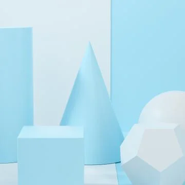 Still life presentation of geometric objects, 3d rendering. 스톡 일러스트