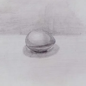 Still life, sketch of an egg on a table with shadows Stock Illustration
