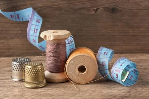 Still life of spools of thread 스톡 사진