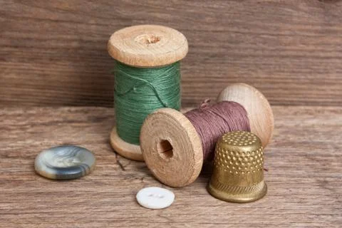 Still life of spools of thread Foto stock