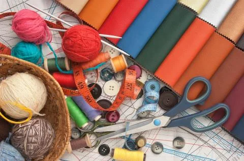 Still life of spools of thread Foto stock