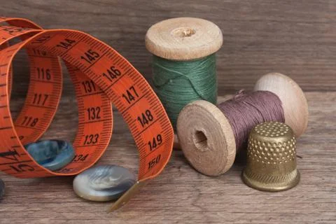 Still life of spools of thread Foto stock