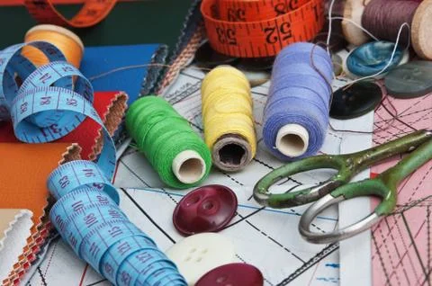 Still life of spools of thread Stock Photos