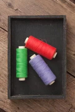 Still life of spools of thread Stock Photos