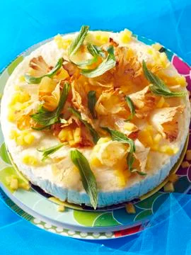 Still life of tapioca pudding with garnish Stock Photos
