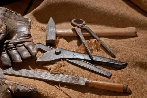 Still life with tools Stock Photos