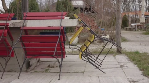 Still-life from unfrequented chairs in nowhere but an empty location Stock Footage 54073809