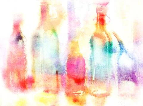 Still life of various bottles over white background Ilustração Stock