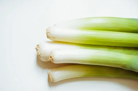 Still life of vegetable leeks Stock Photos