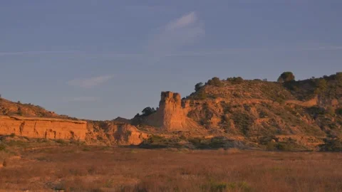 Still shot of a desert landscape at sunset, in Spain Stock Footage 208774376