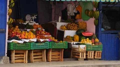 Still Shot Fruit stand in the streets of Lima, Peru Stock Footage 106459038