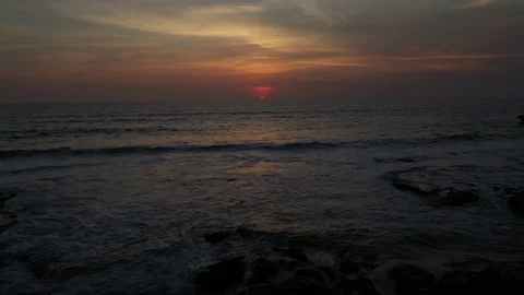 Still shot pink sunset over ocean horizon Stock Footage 120518751